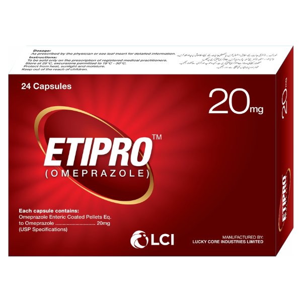 Etipro Capsules 20mg (1 Box = 3 Strips) (1 Strip = 8 Tablets)